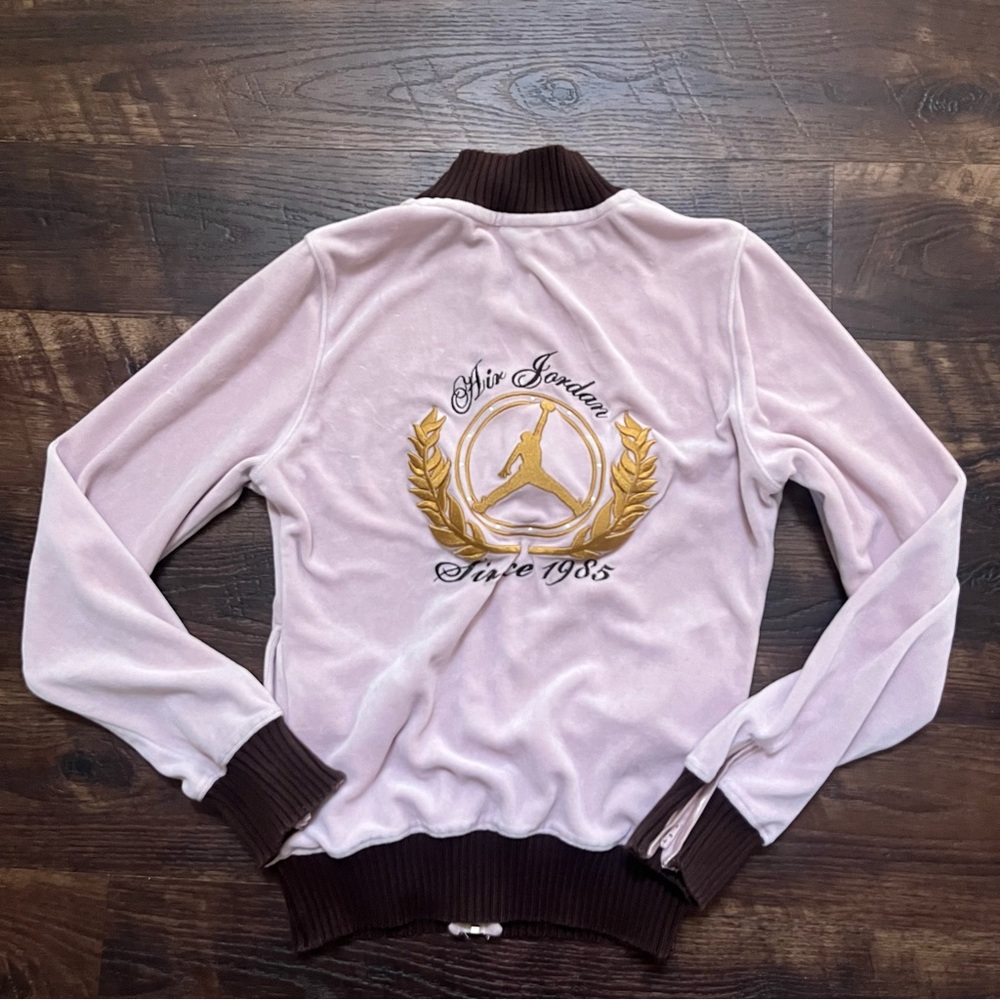 Vintage Y2K Nike air jordan pink velour bling gold track jacket zip up gold M